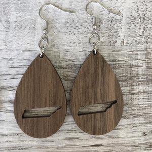Wooden Tennessee State Cutout Earrings