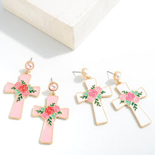 Load image into Gallery viewer, Floral Cross Earrings
