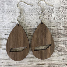 Load image into Gallery viewer, Wooden Tennessee State Cutout Earrings
