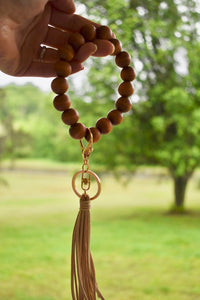 Wooden Bead Bangle Keychain