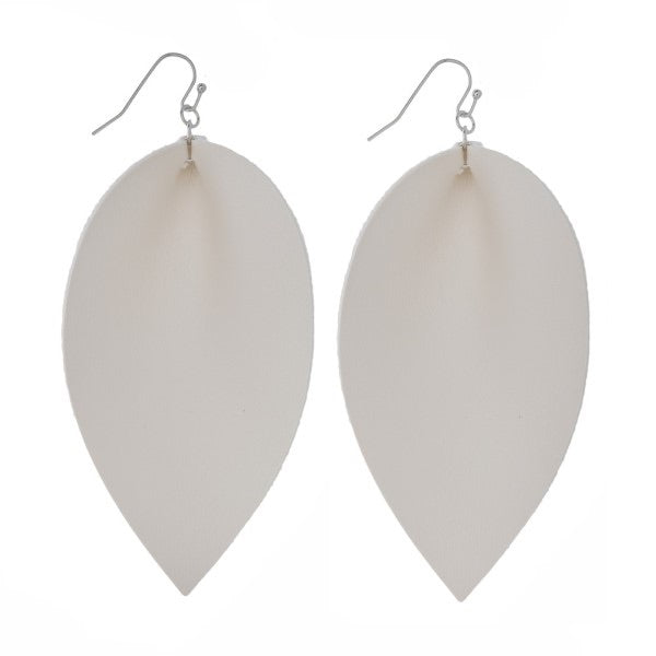 White Leather drop earrings